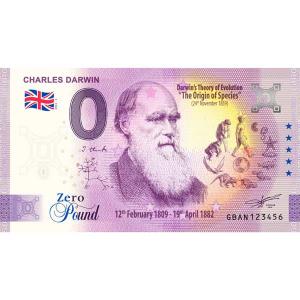 0 Zero Pound Souvenir Veľká Británia 2022 - Charles Darwin
Klicken Sie zur Detailabbildung.